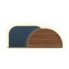 KOPFTEIL Alba mit Licht 160cm - Blau/Walnussfarben, Holz/Textil (160/60/14cm) - Woodendot