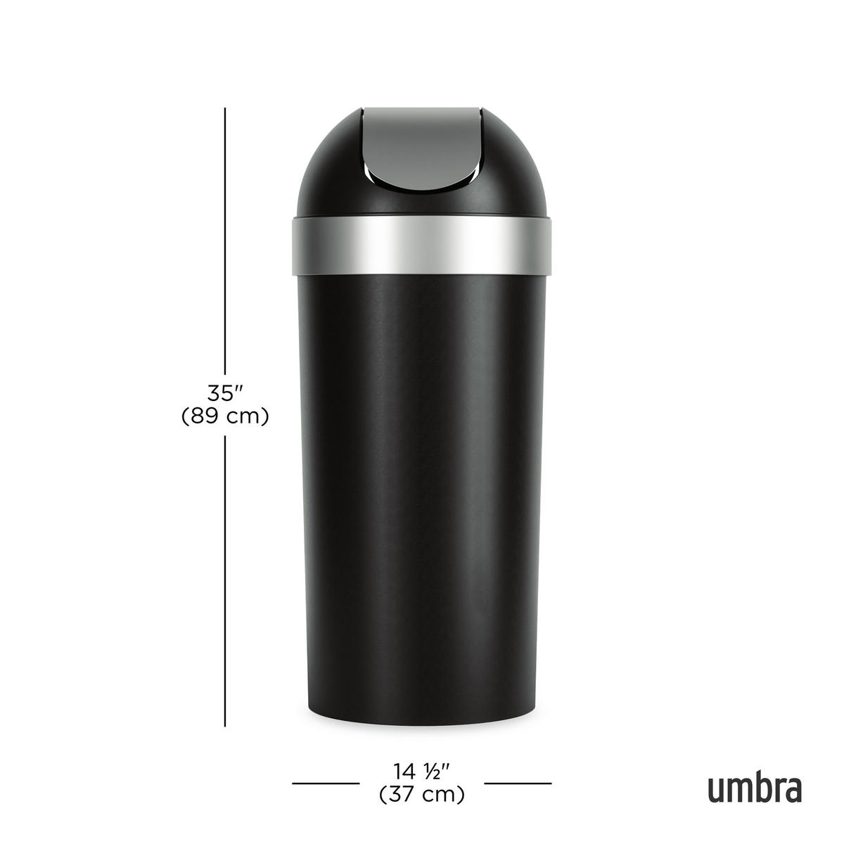 SCHWINGDECKEL-MÜLLEIMER, Schwarz - Schwarz, Kunststoff (37/89/37cm) - Umbra