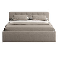 POLSTERBETT mit verstellbarem Lattenrost & Bettkasten, Bonnell-Matratze, 200 x 200 cm in Beige - Beige, Holzwerkstoff/Textil (200/200cm) - Home Collective