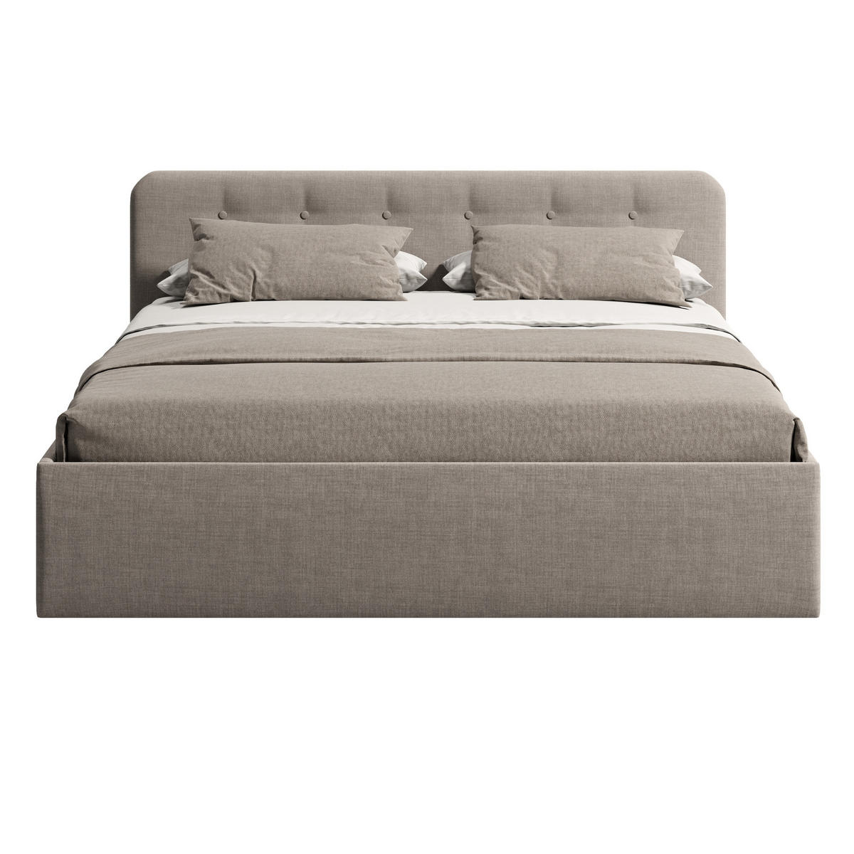 POLSTERBETT mit verstellbarem Lattenrost & Bettkasten, Bonnell-Matratze, 200 x 200 cm in Beige - Beige, Holzwerkstoff/Textil (200/200cm) - Home Collective