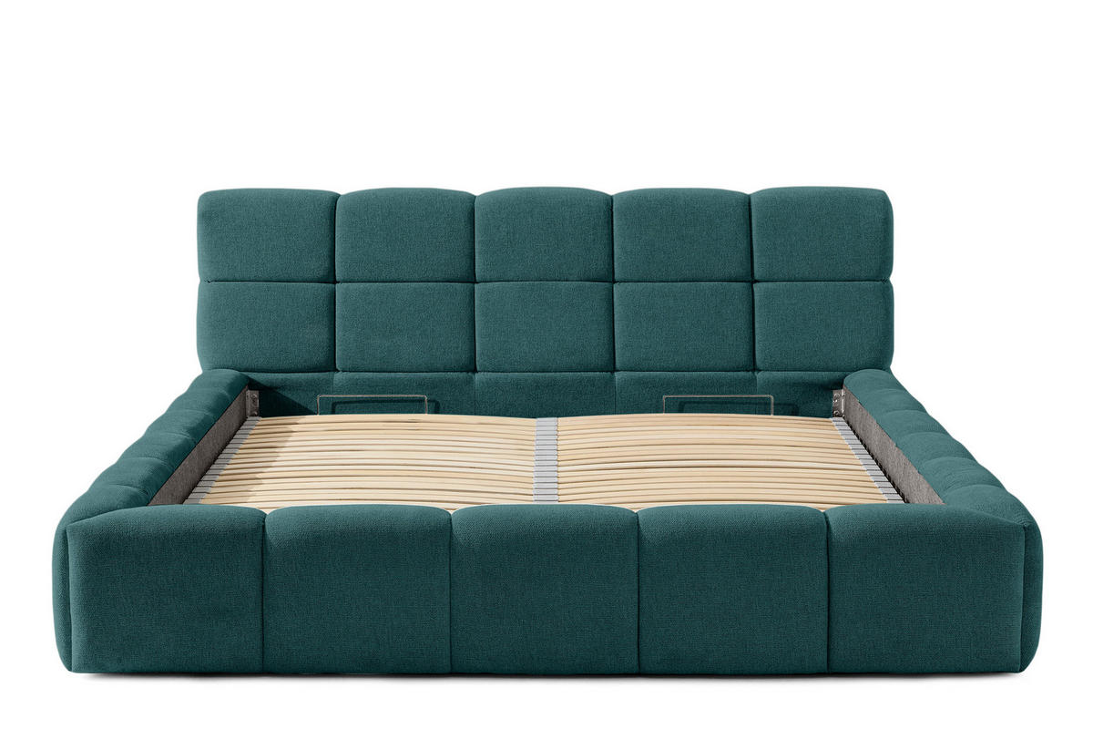 POLSTERBETT AERI 140/160/180/200 mit Rahmen und Bettkasten, blau - Blau, Holz/Holzwerkstoff (180/200cm) - KONSIMO®