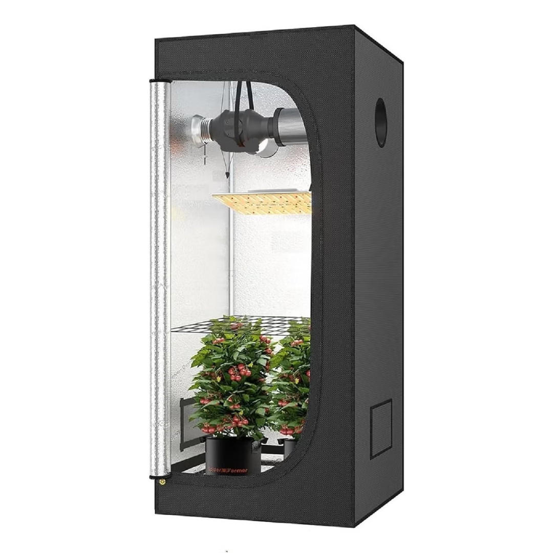 GEWÄCHSHAUS Growzelt, 40x40x120 cm, Schwarz, Indoor, Pflanzenzucht, Growbox, Hydroponik, Belüftung, Lichtdicht, Zuchtzelt, Anzucht - Schwarz, Textil/Metall (40/120/40cm) - JUNG
