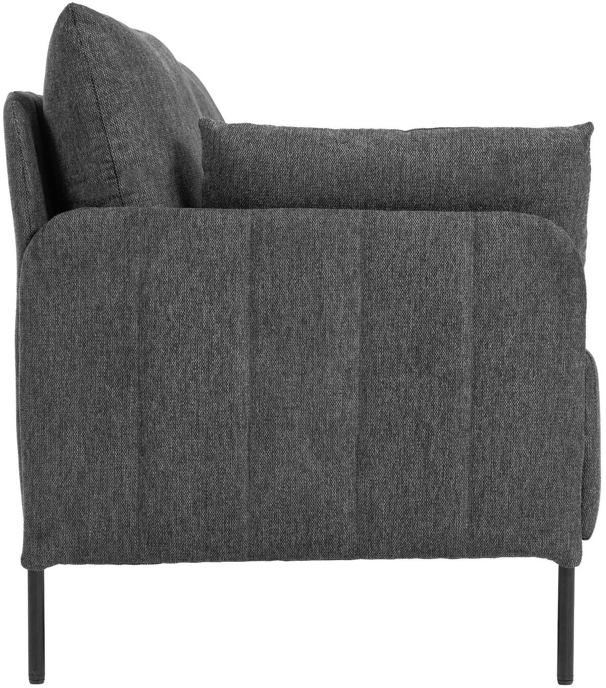 COUCH Bernd 2-Sitzer Stoff 131x79x79cm Stoff Schwarz Sofa - Schwarz, Kunststoff (131/79/79cm) - DELUKE