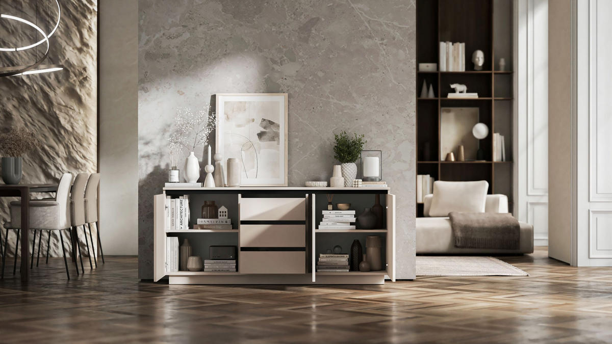 KOMMODE Selene 3D Kachmir Matt Glamour 167 cm - Kaschmir, Holzwerkstoff (166.8/71.4/35cm) - Meble Lindner
