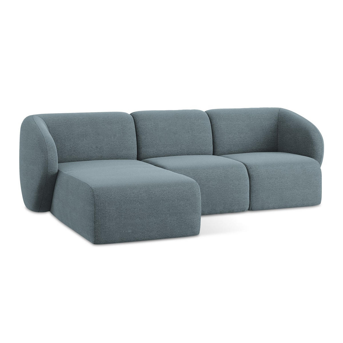 ECKSOFA Links Bouclé Stoff Blau - Blaugrau/Schwarz, Holzwerkstoff/Kunststoff (248/166cm) - LaMiaSofa