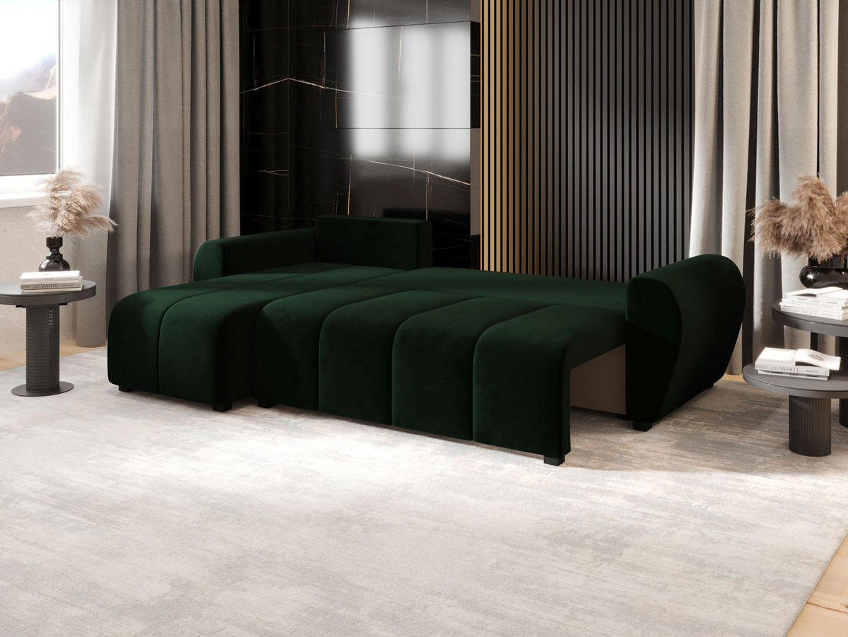 ECKSOFA MOLISA L Itaka 10 Rechts mit Schlaffunktion - Dunkelgrün, Textil (245/145cm) - Bedante