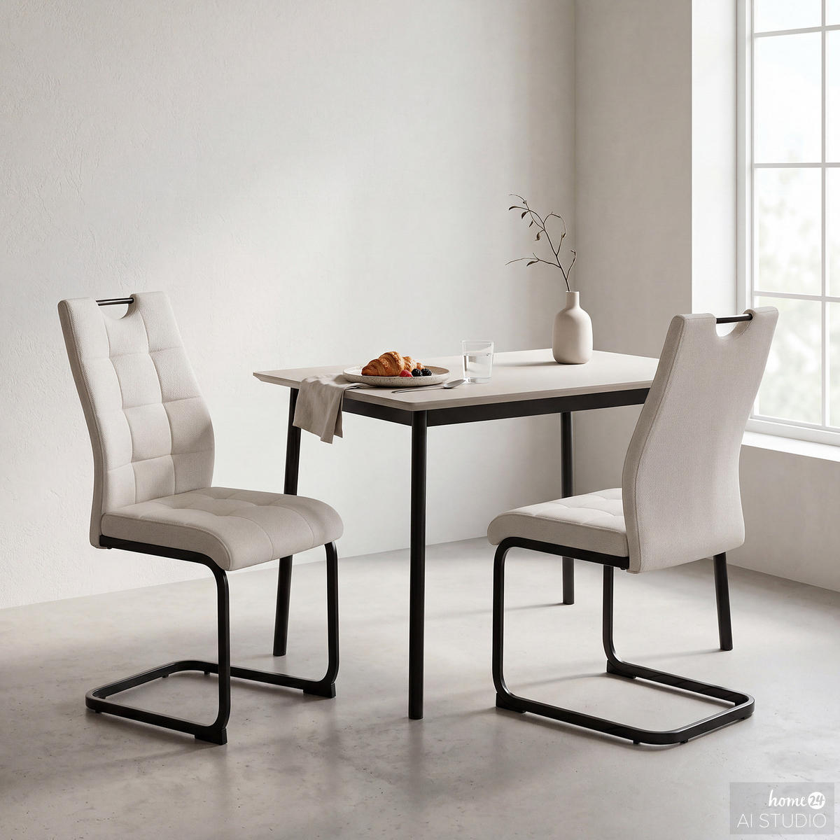FREISCHWINGER 4ER-SET - Metall / Textil - Beige, Textil/Metall (44/96/59cm) - home24