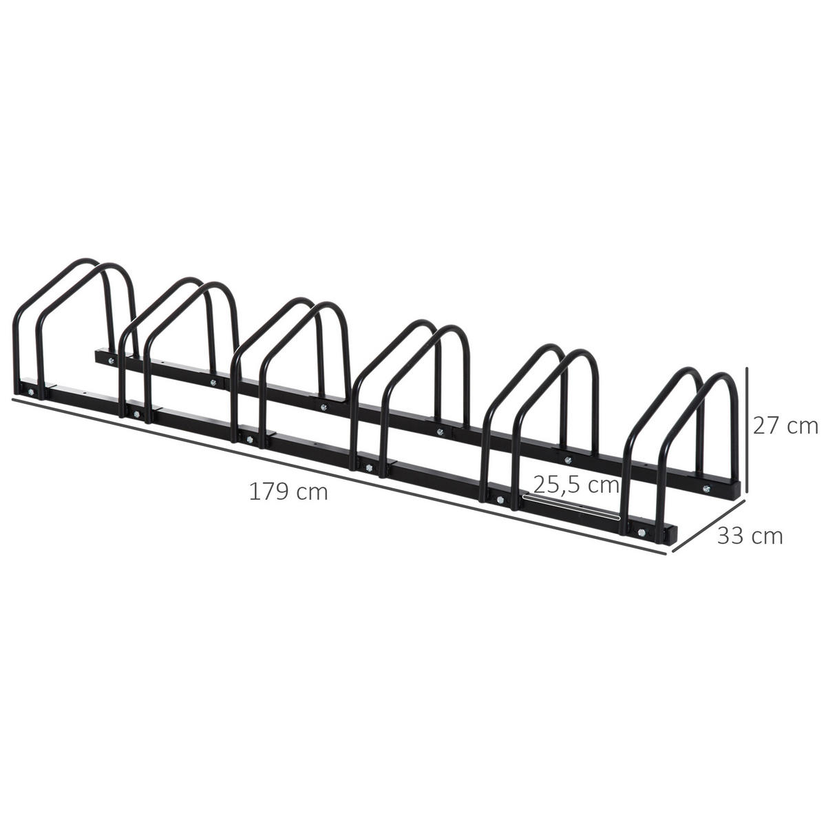 FAHRRADSTÄNDER, Stahl, Schwarz, 179L x 33B x 27H cm - Schwarz, Metall (33/27/179cm) - HOMCOM