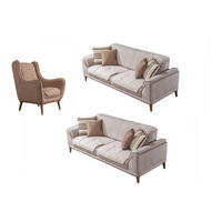 SITZGARNITUR Bond Creme Stellvariante:3+3+1 - Creme, Holz (227/85/100cm) - Villa Möbel