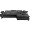ECKSOFA PABLO L Dunkelgrau Cord - Rechts Seite - Dunkelgrau/Schwarz, Textil/Metall (273/208cm) - MKS