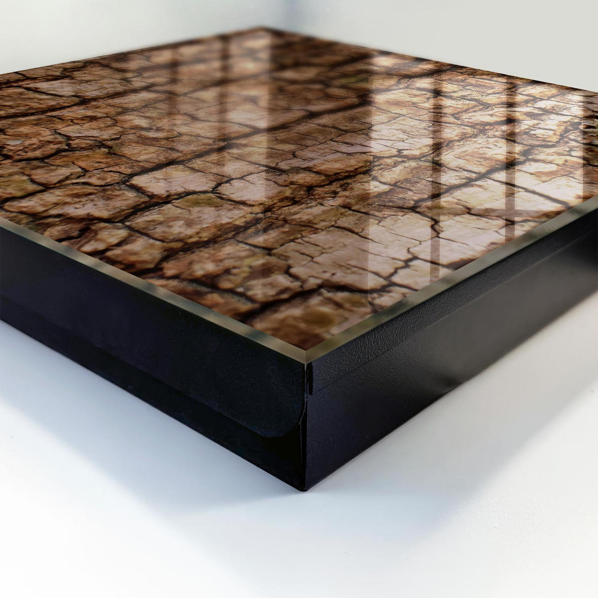 SCHLÜSSELBOX Schwarz 30x30 cm- Türöffnung nach rechts - Baumrinde - Braun, Metall (30/30/5cm) - TULUP