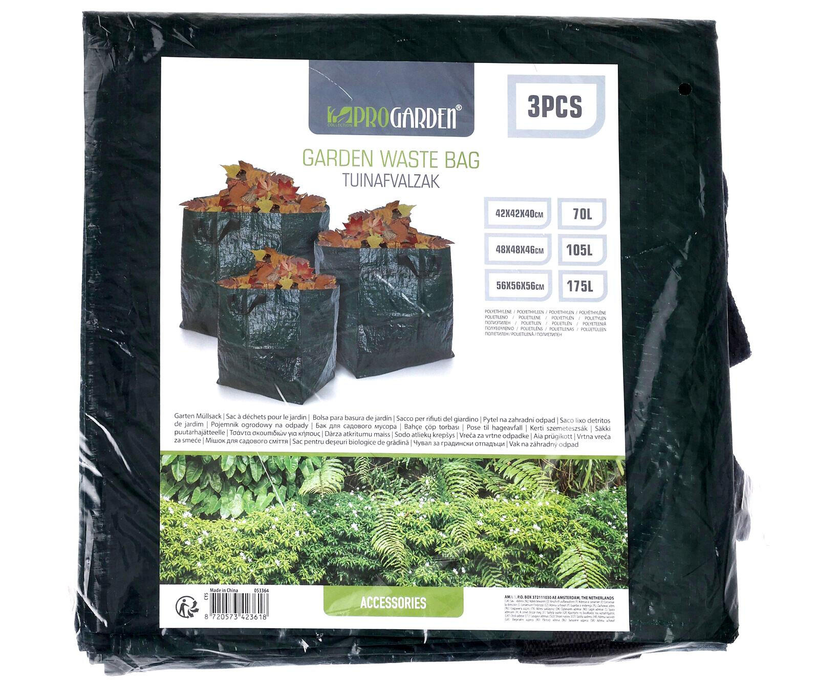 GARTENSÄCKE-SET 3er-Set verschiedene Größen - Schwarz, Textil (56/56/56cm)