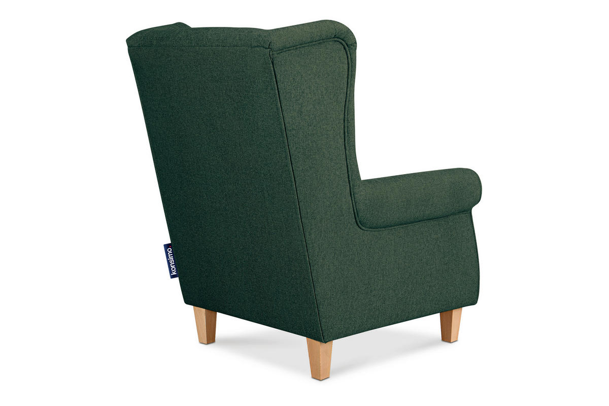 OHRENSESSEL MILES Massivholzbeine buche, meeresgrün - Jadegrün, Holzwerkstoff/Buchenholz (82/105/97cm) - KONSIMO®