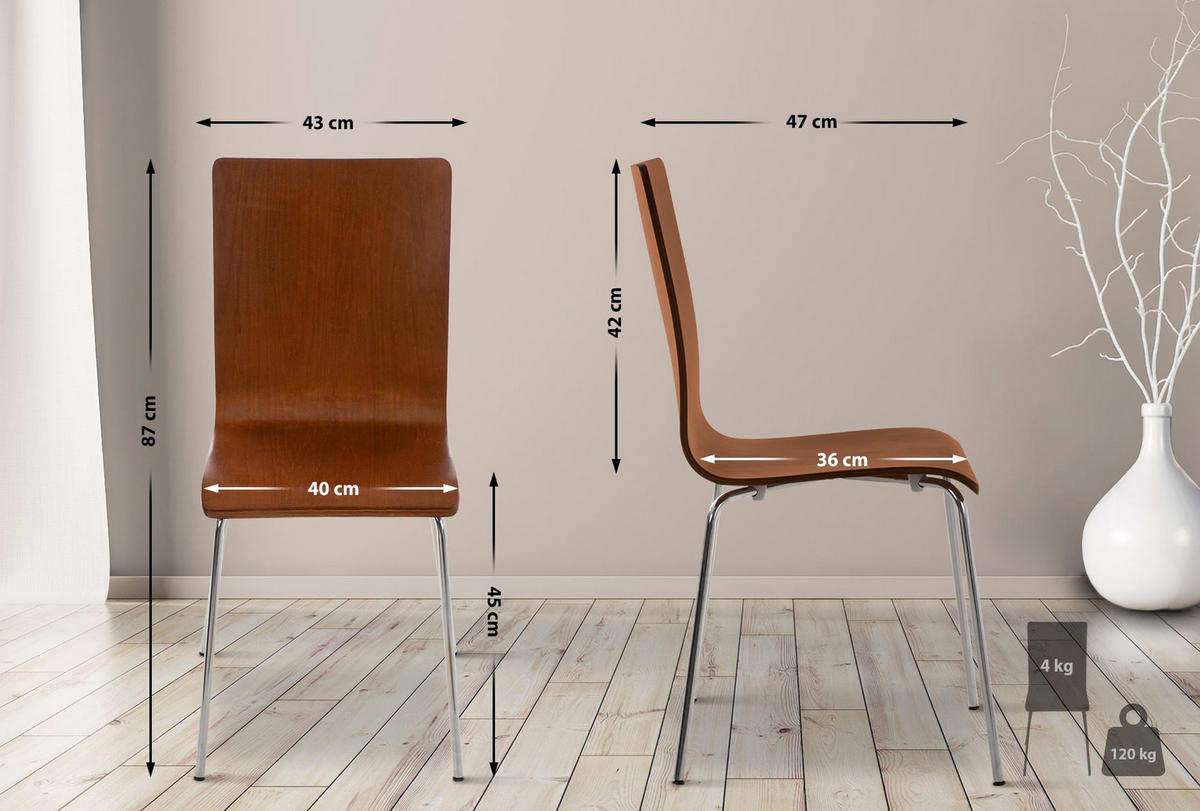 BESUCHERSTUHL PEPE 87x43x47 cm Braun Holz Metall - Braun, Metall (43/87/47cm) - DELUKE