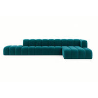 ECKSOFA Mit Hocker GRAND L, Stoff Salvador, Azurblau, Rechts - Blau, Holz (386/179cm) - Kaiser Möbel