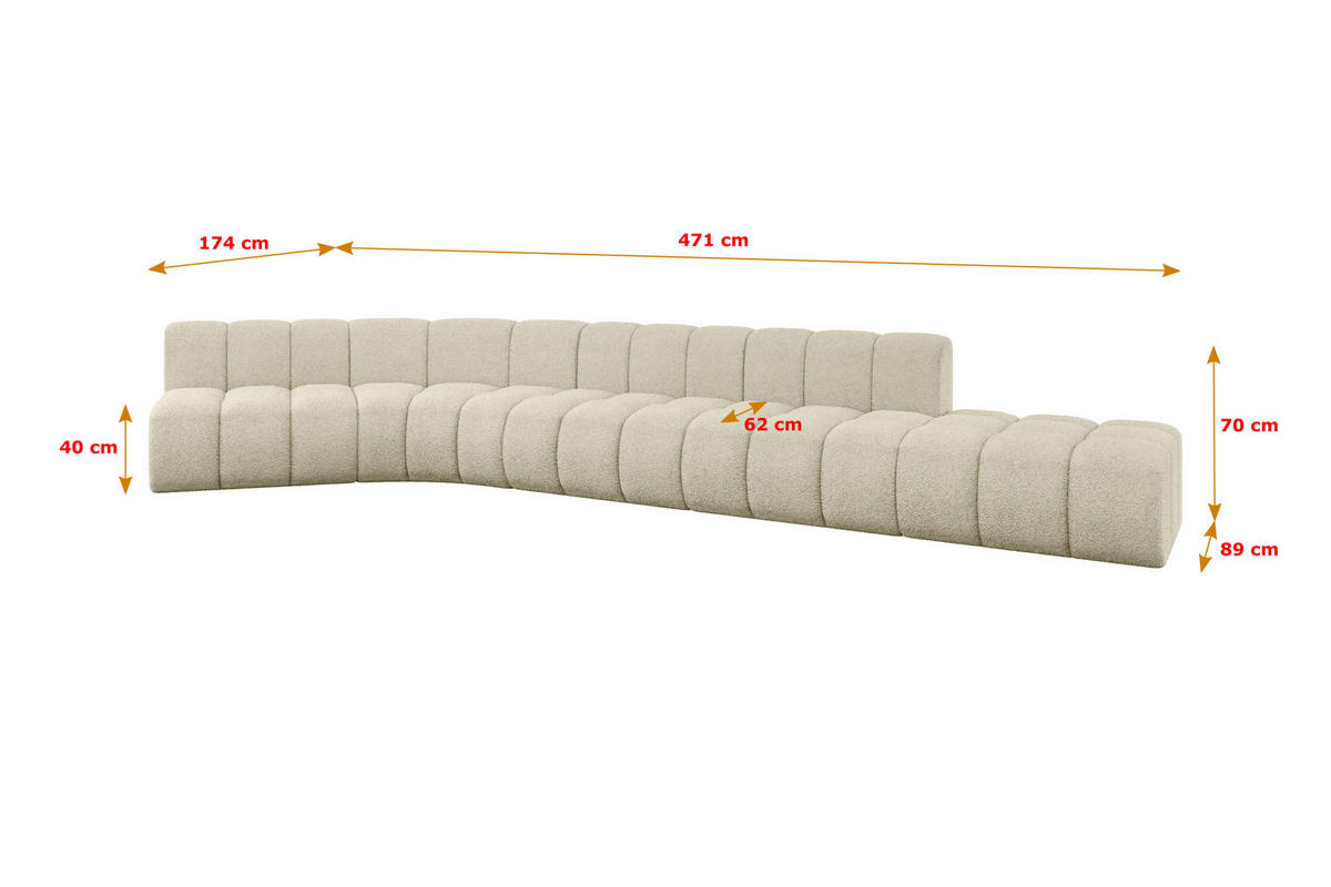 ECKSOFA modulares Sofa Brilo-L2 - 471x174x70 cm Beige - Beige, Holzwerkstoff/Textil (471/174cm) - ALTDECOR
