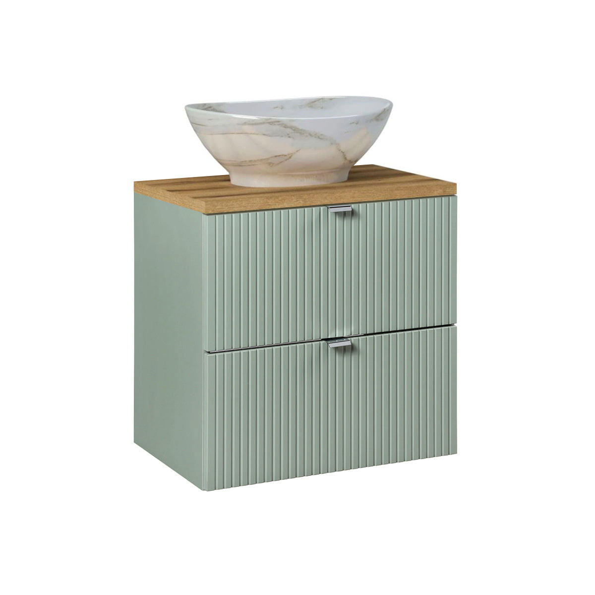 BADMÖBEL 60.4cm Jade 2er-Set Grün und Holz - Grün, Holzwerkstoff (60.4/59/40cm) - Petits-meubles