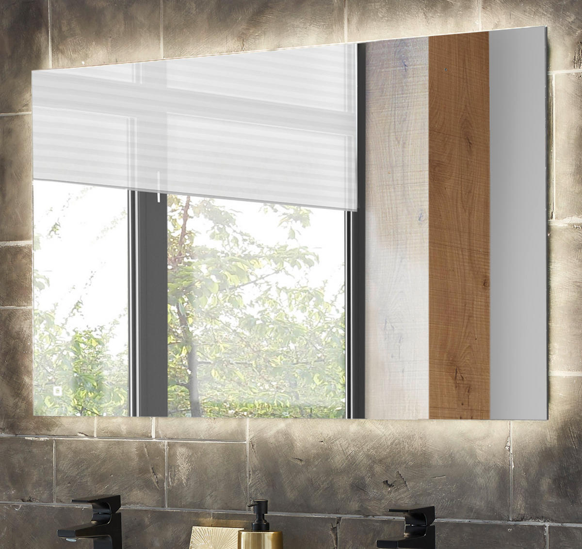 BADSPIEGEL mit LED Beleuchtung und Touchschalter, Wandspiegel 100 cm - Weiß, Glas (100/54/3cm) - Furn.Design