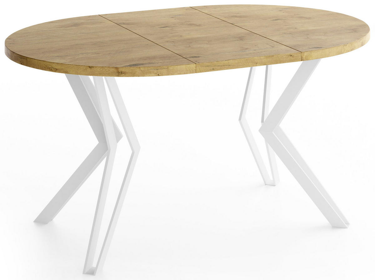 ESSTISCH Austin runder ausziehbarer, Lancelot Eiche 100-180/100/76 cm - Eichefarben/Braun, Holzwerkstoff/Metall (100/180/76cm) - WFL GROUP
