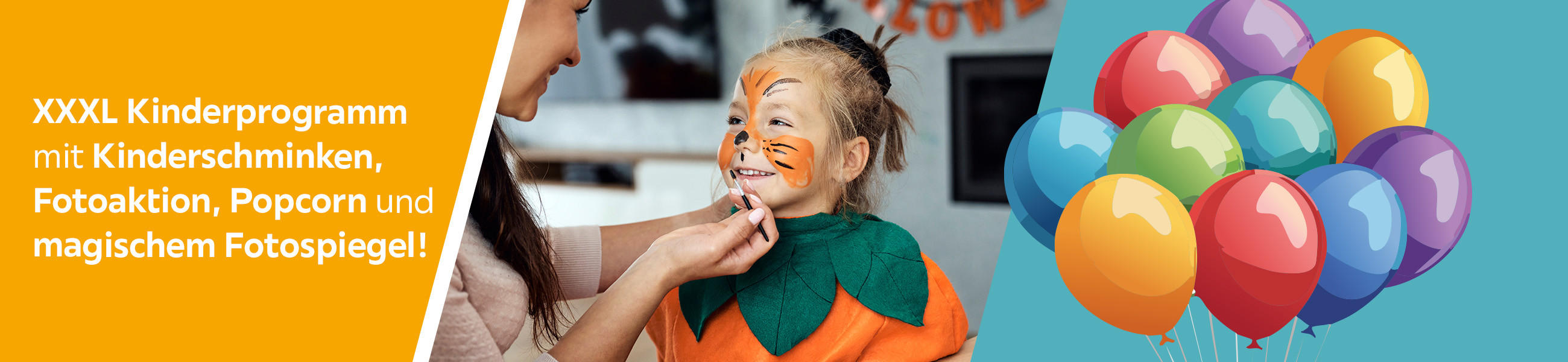 XXXL Kinderprogramm mit Kinderschminken, Fotoaktion, Popcorn und magischem Fotospiegel!