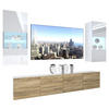 WOHNZIMMERWAND Schrankwand mit LED Weiß / Sonoma Eiche - Weiß/Sonoma Eiche, Holz (200/180/36cm) - B BELINI GROUP