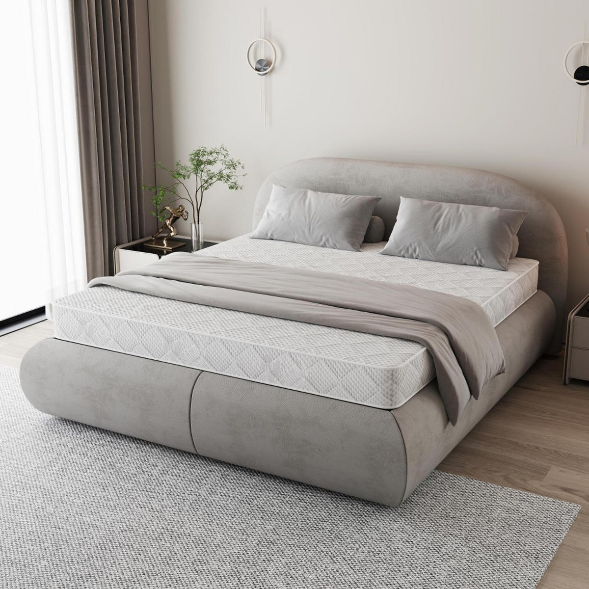 FEDERNKERNMATRATZE Mediro Form 20 cm,7-Zone, mit Hoch-Elastischer-Schaum, H2, 180x200 - Weiß, Kunststoff (180/200cm) - Beautysofa