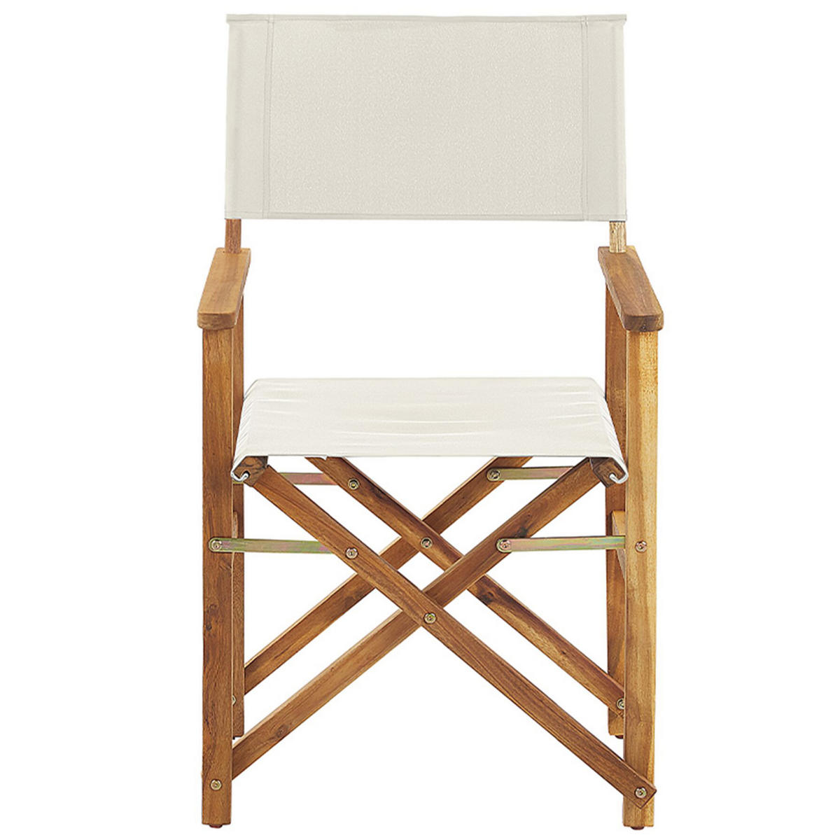 GARTENSTUHL 2er-Set Akazienholz hellbraun Auflagen cremeweiß Cine - Hellbraun/Weiß, Holz (50/91/50cm) - Beliani