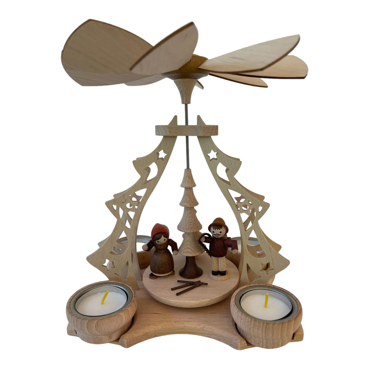 PYRAMIDE Waldfiguren für 4 Teelichter 20/19/23 cm - Multicolor, Holz (19/23/20cm)