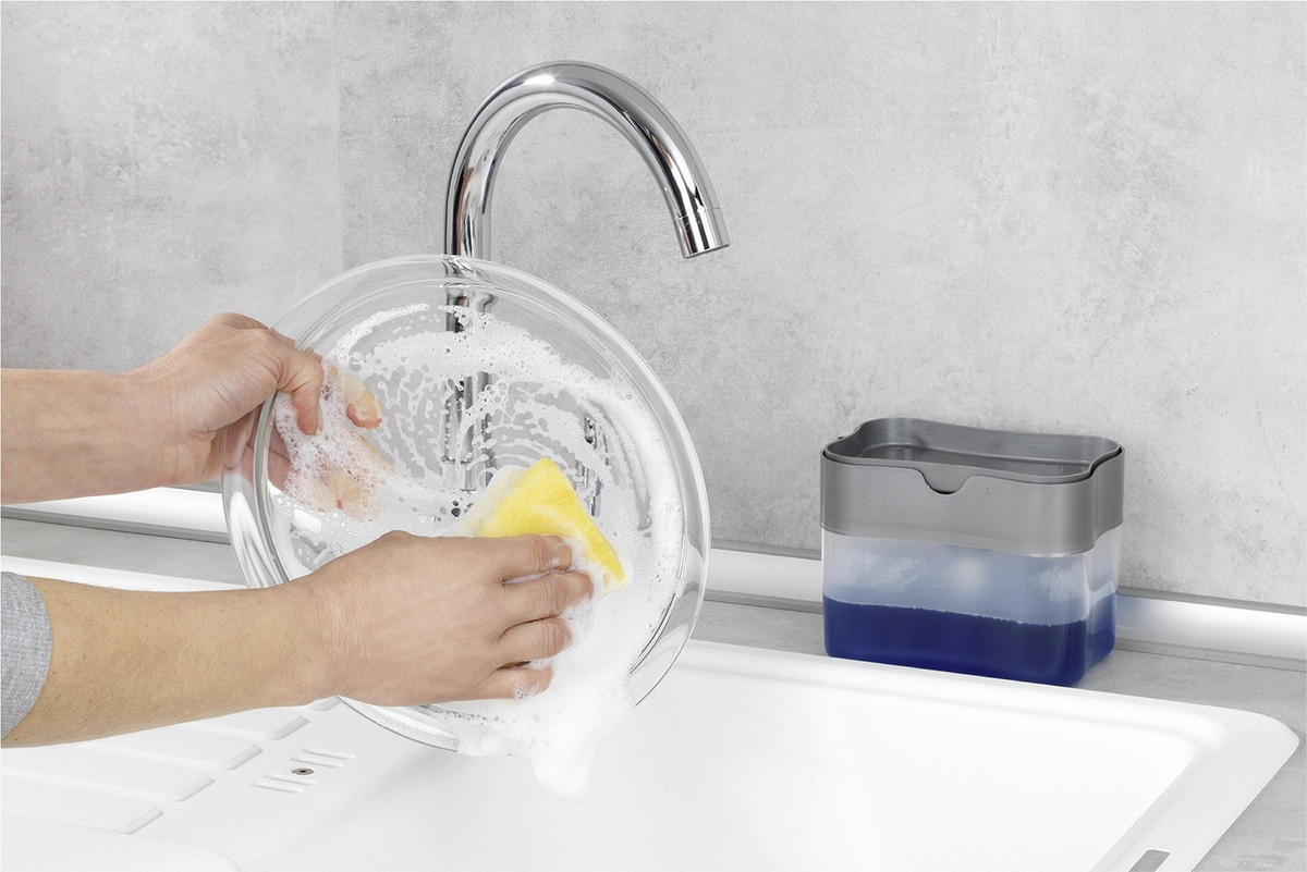 SPÜLMITTELSPENDER mit Pumpe - Transparent, Kunststoff (9.3/11/14cm) - Maximex