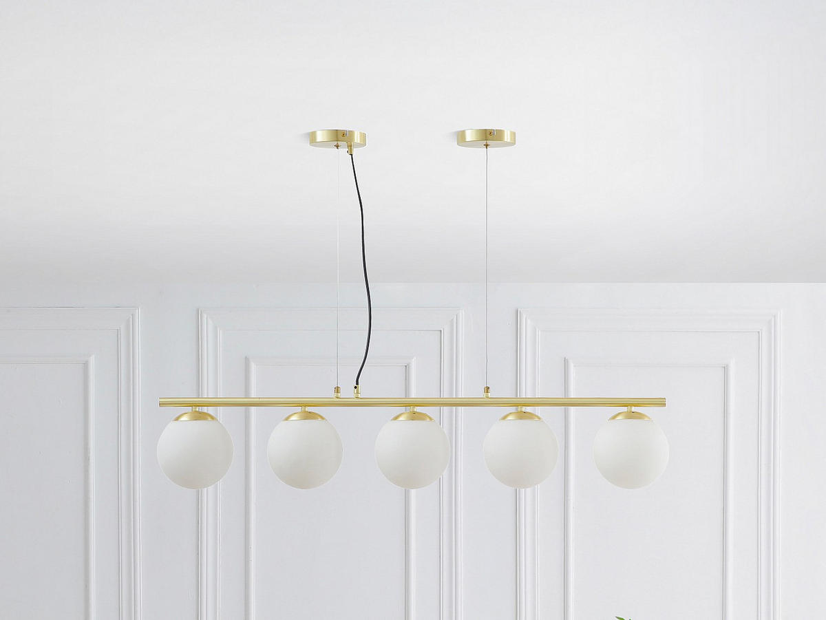 DECKENLEUCHTE - 100 cm x 15 cm - metall - weiß, goldfarben Sofia - Goldfarben/Weiß, Metall (15/100/120cm) - Vente-Unique