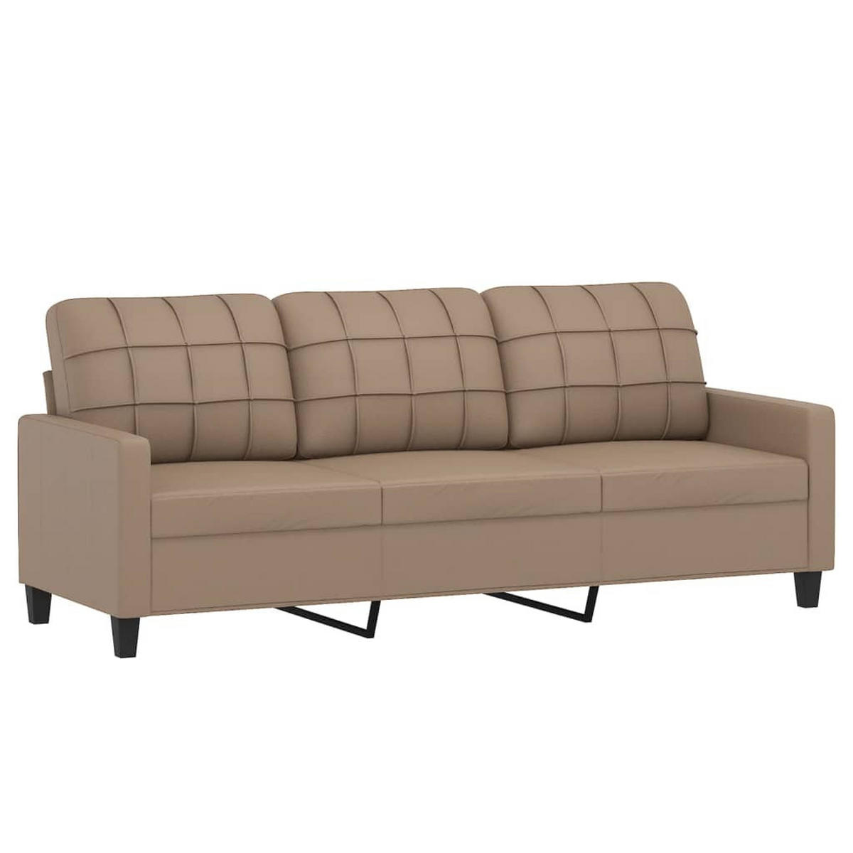 SOFAGARNITUR 3-TLG. Mit Kissen Cappuccino-Braun Kunstleder - Braun, Leder (77/80/78cm) - vidaXL