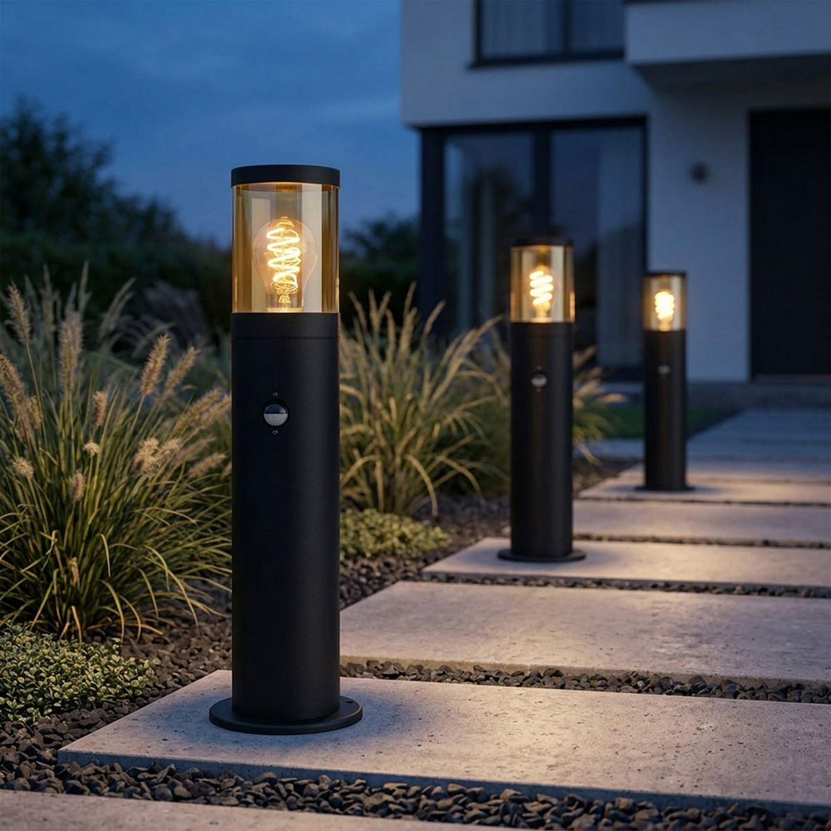 LED WEGELEUCHTE XELOO Schwarz Edelstahl - Schwarz, Metall (10.2/10.2/50cm) - Globo Lighting