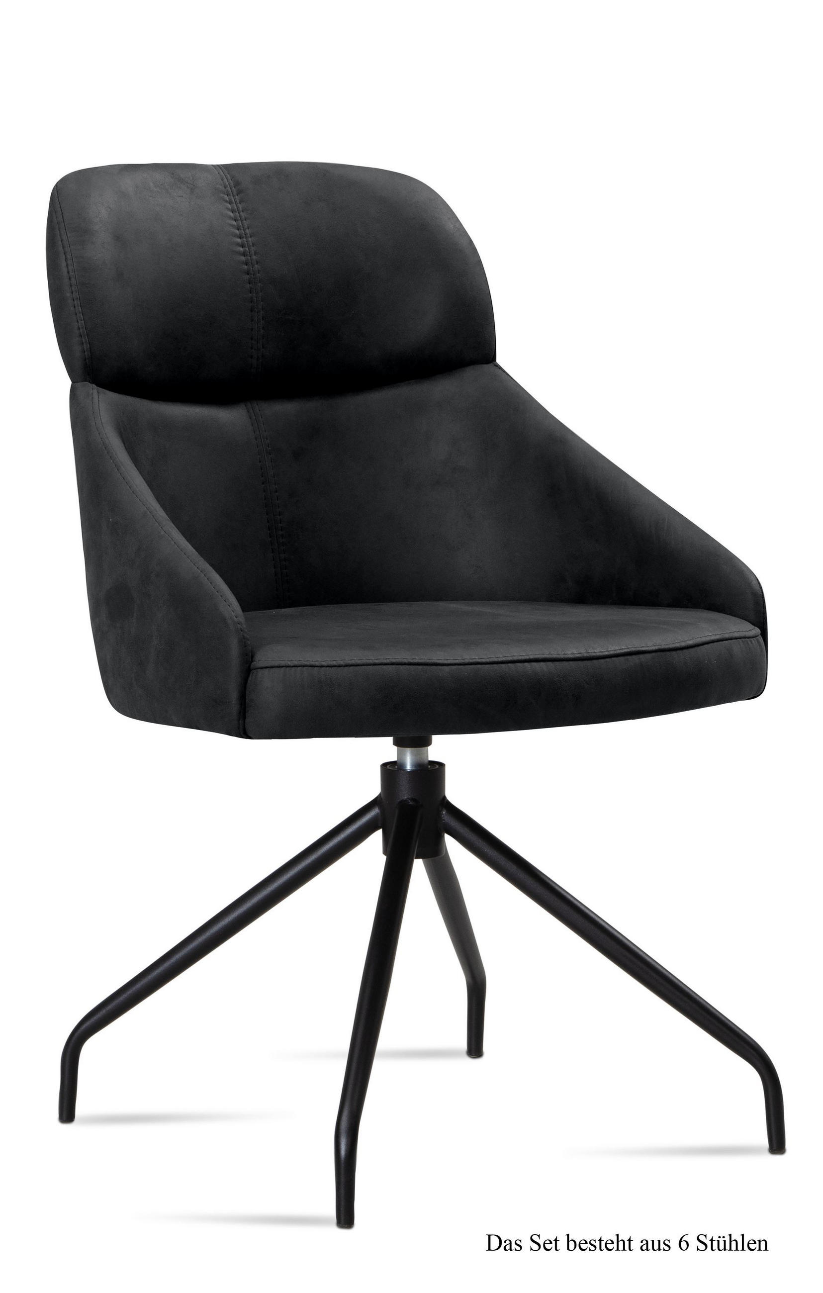 ESSZIMMERSTUHL drehbar (6er-Set) Dorian 52x82x63 Schwarz/Anthrazit - Anthrazit/Schwarz, Kunststoff (63/82/52cm) - 58aufmkessel