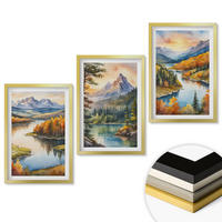 WANDBILDER 3er Set - 40x60 cm Goldrahmen - Berglandschaften mit einem Fluss - Goldfarben, Kunststoff (40/60cm) - ArtPrintCave