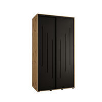 SCHWEBETÜRENSCHRANK 235,2/140/45 2-türig - Schwarz/Eiche Artisan, Holz/Metall (140/235/45cm) - Abiks Möbel
