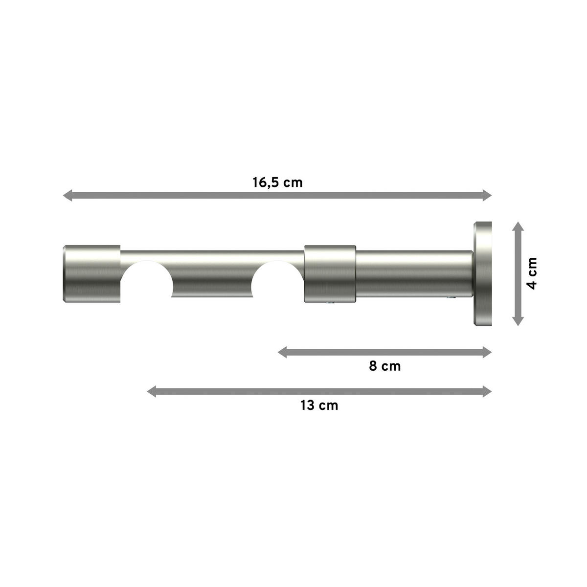 TRÄGER FÜR GARDINENSTANGEN 20 mm Ø, Prestige 2-läufig, Edelstahl-Optik - Edelstahlfarben, Metall (16.2/4/4cm) - INTERDECO