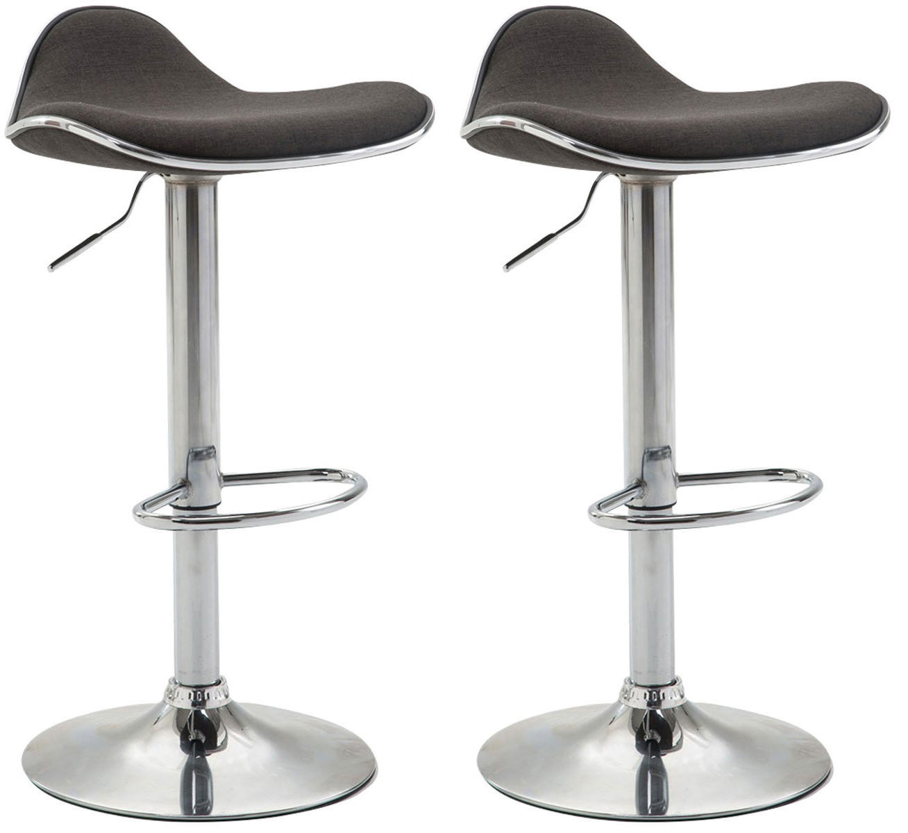 BARHOCKER 2er Set Stoff dunkelgrau - Chromfarben/Dunkelgrau, Textil/Metall (45/71/45cm) - CLP