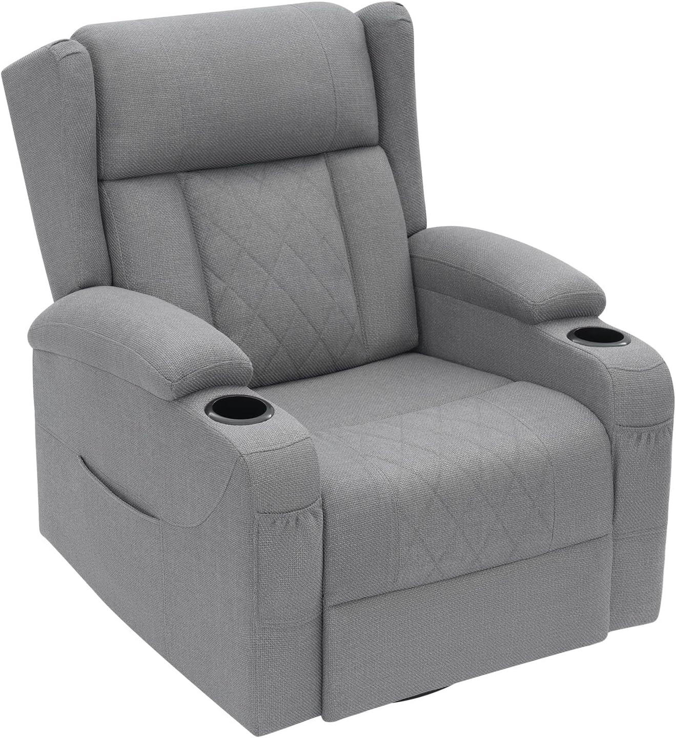 RELAXSESSEL mit Liegefunktion, drehbar, Leinenoptik, Grau - Grau, Kunststoff/Textil (87/103.5/94.5cm) - Woltu