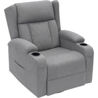 RELAXSESSEL mit Liegefunktion, drehbar, Leinenoptik, Grau - Grau, Kunststoff/Textil (87/103.5/94.5cm) - Woltu