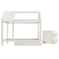 HAUSBETT Massivholz 90/200 cm Weiß - Weiß, Holz - Raumix