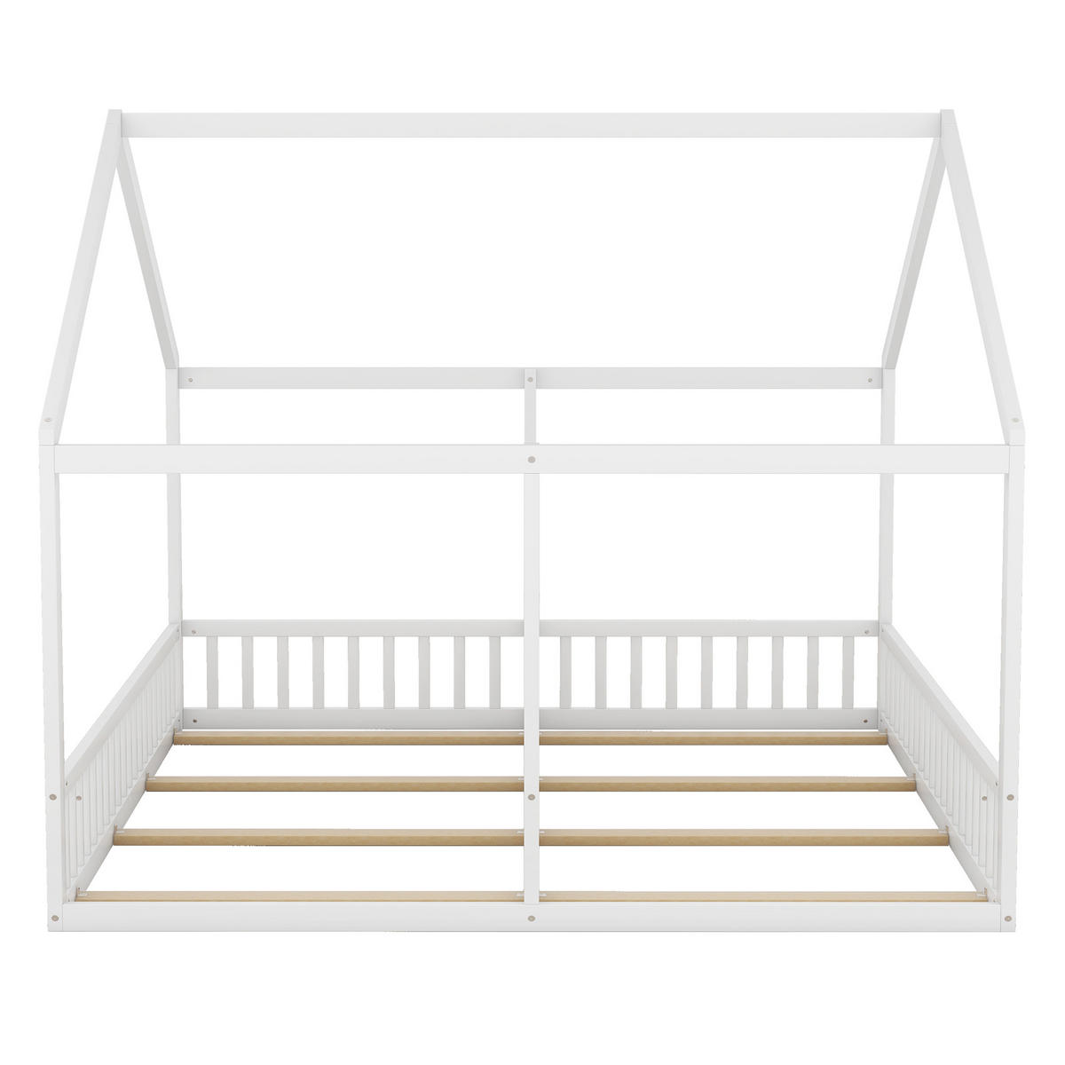 EINZELBETT 90x200cm Weiß Flachbett Hausmodell 2-in-1 - Weiß, Holz (90/200cm) - FLIEKS