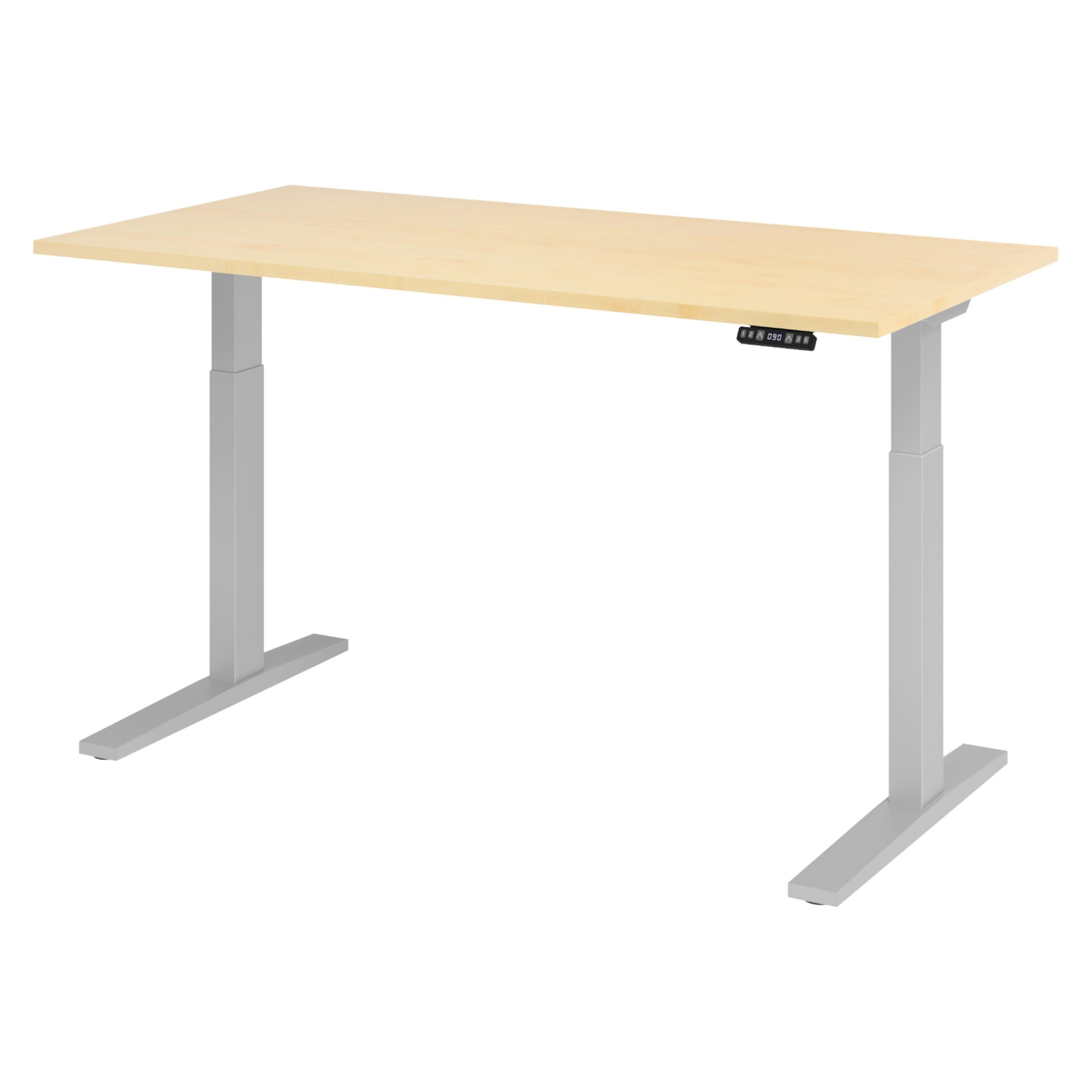 SCHREIBTISCH elektrisch XMKA 80/160/74 cm in Ahornfarben/Silberfarben - Silberfarben/Ahornfarben, Holzwerkstoff (80/160/74cm) - bümö
