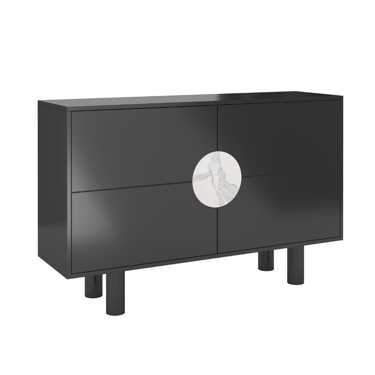 SIDEBOARD Zoe, Mit Marmor, 140 cm, Schwarz - Schwarz, Holz/Holzwerkstoff (140/90/40cm) - Dancan