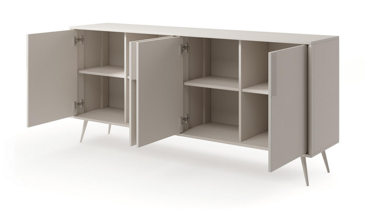 KOMMODE 186 cm Fabora, Breite, 4 Türen, Kaschmir - Kaschmir, Holz/Metall (186/82/40cm) - Emporius