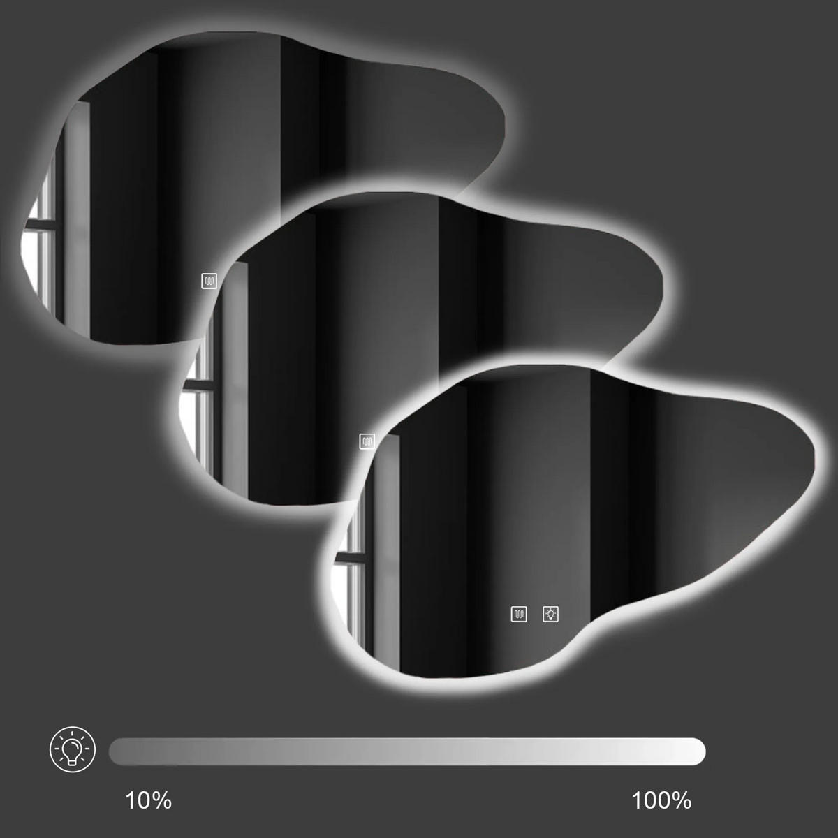 SPIEGEL Rea P11229 Led Cloud B 100x70cm - Grau, Glas (100/70/70cm) - REA