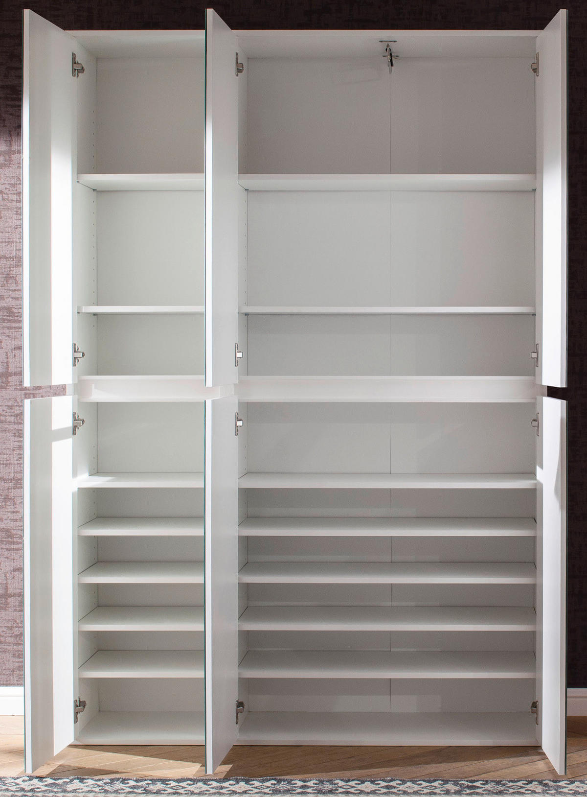 GARDEROBENSCHRANK weiß 111 x 191 cm, Schuhschrank mit Spiegeltüren - Weiß, Glas/Holzwerkstoff (111/191/34cm) - Top.Furn