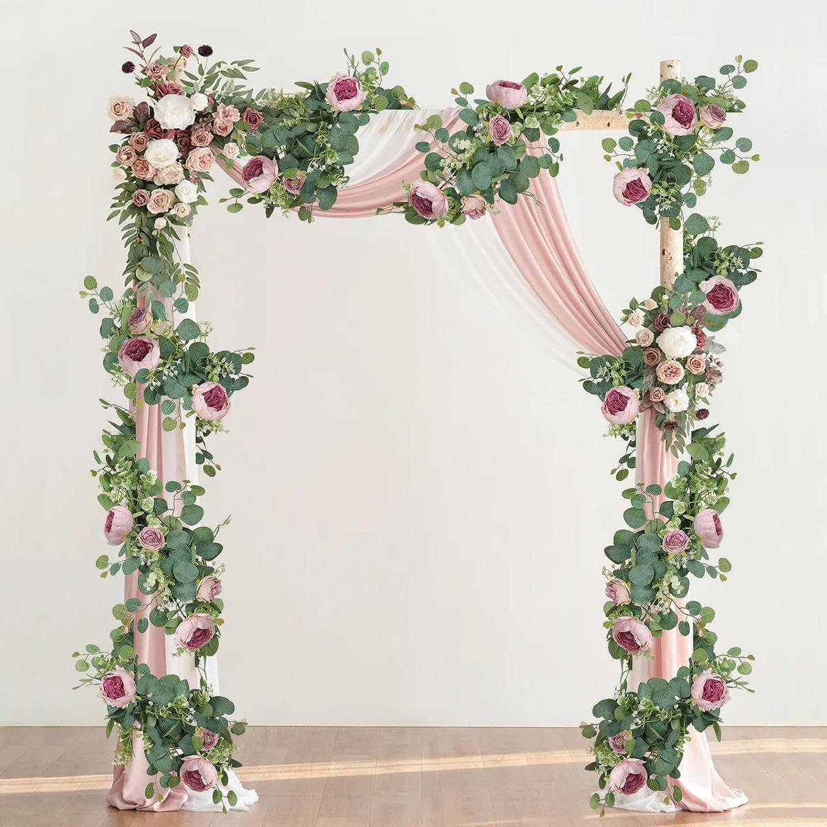 KÜNSTLICHE Blumengirlande Eukalyptus 200 cm Rosa 2-teiliges Set - Multicolor, Kunststoff (10cm)