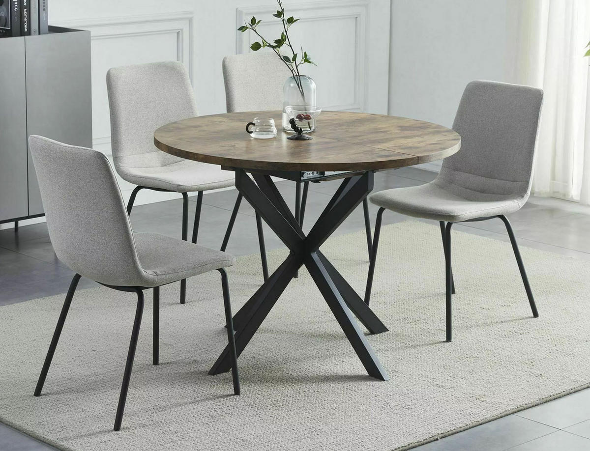 ESSTISCH Gaston Vintage Nussbaum / Schwarz 100-135 / 100 / 75cm - Nussbaumfarben/Schwarz, Holz/Holzwerkstoff (100/100/75cm) - Feldmann-Wohnen