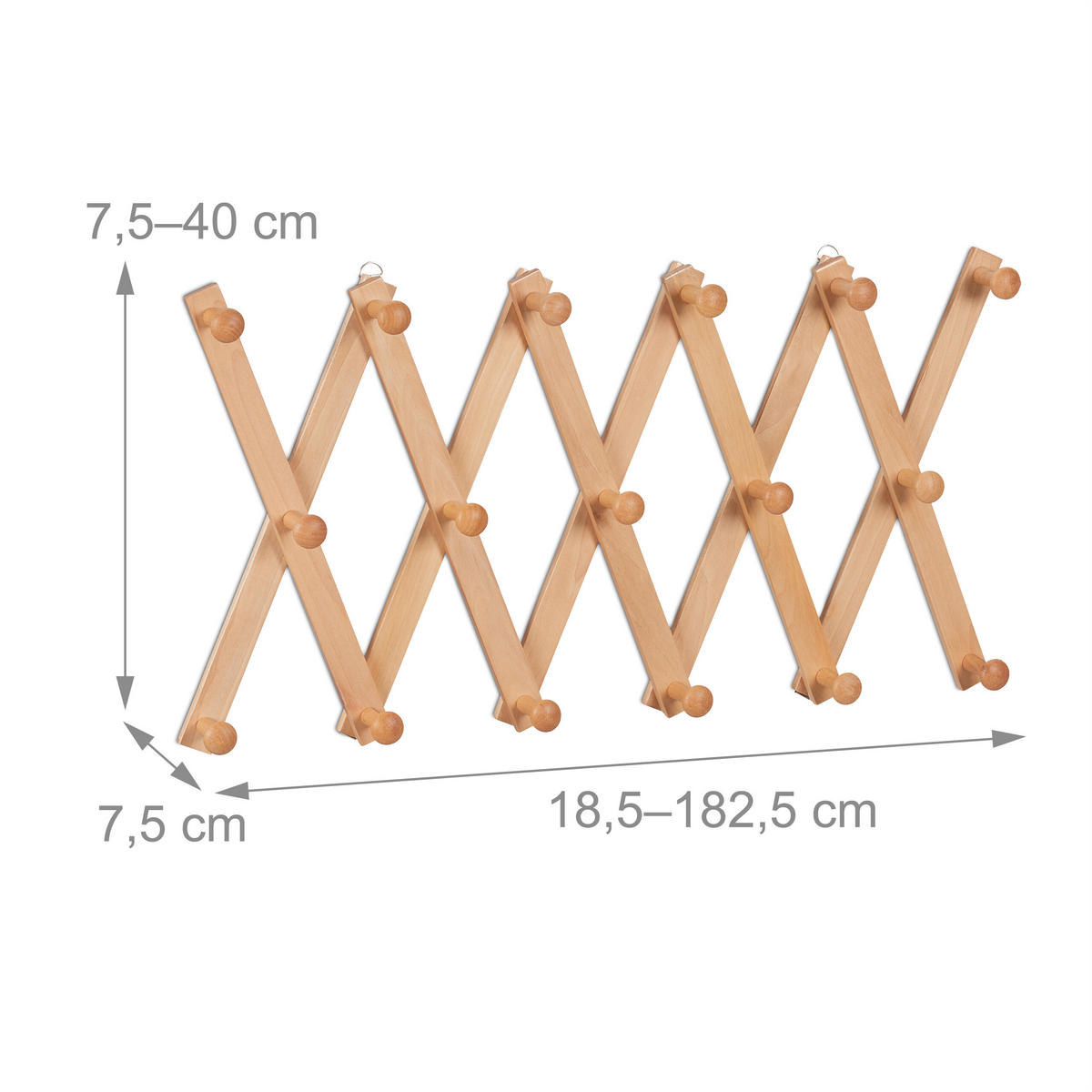 WANDGARDEROBE - Hellbraun, Holz (182.5/7.5/7.5cm) - Relaxdays