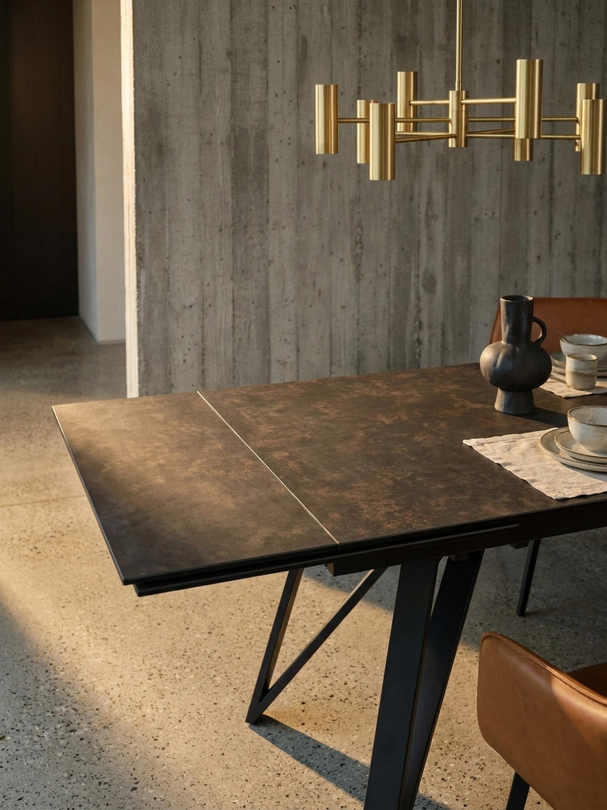 ESSTISCH Ausziehbar Keramik Glas Marmoroptik Rechteckig Groß, Schwarz 180x95x76 cm - Schwarz, Keramik/Metall (95/180/76cm) - KADIMA DESIGN